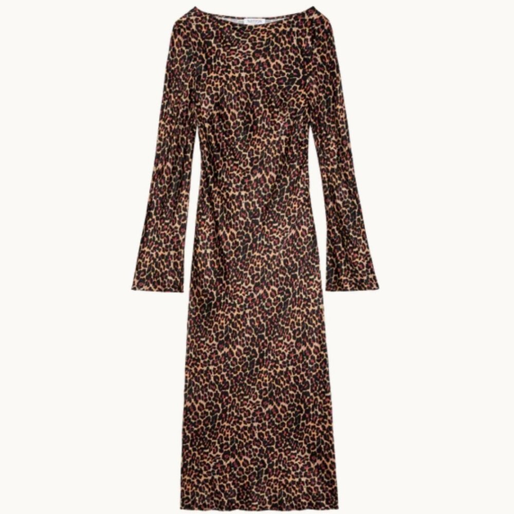 Nation Los Angeles Assaka Midi Dress - Winter Leopard Brown/Multi